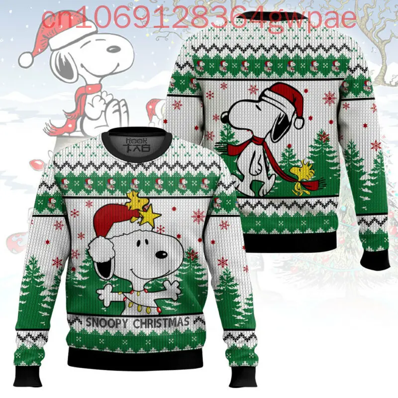 thumbnail image 1 of Suéteres feos navideños de Charlie Brown y Snoopy Suéteres feos navideños con estampado 3D de Disney Suéteres casuales de moda para hombres y mujeres, 1 of 5