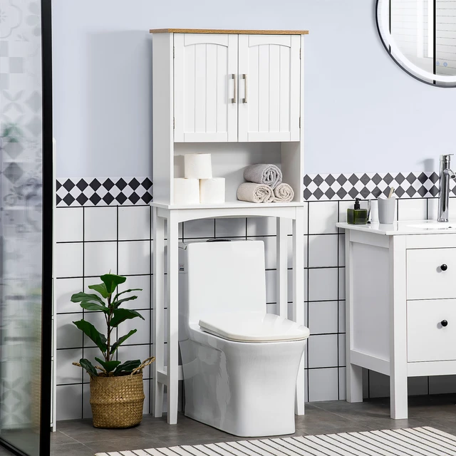 kleankin Mueble para Debajo del Lavabo Armario Bajo con 2 Puertas  Enmarcadas y Estante Ajustable 60x30x60 cm Blanco