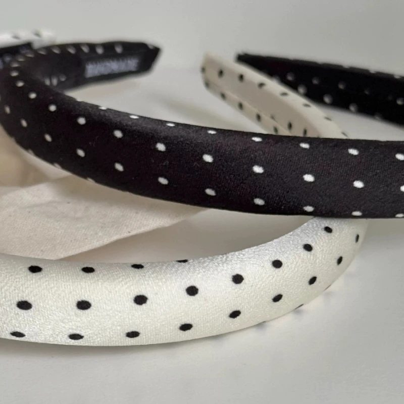 Retro Satin Polka Dot Sponge Headbands for Woman Fashion Temperament Hair Hoop Wash Face Hair Band Female Party Hair Accessories