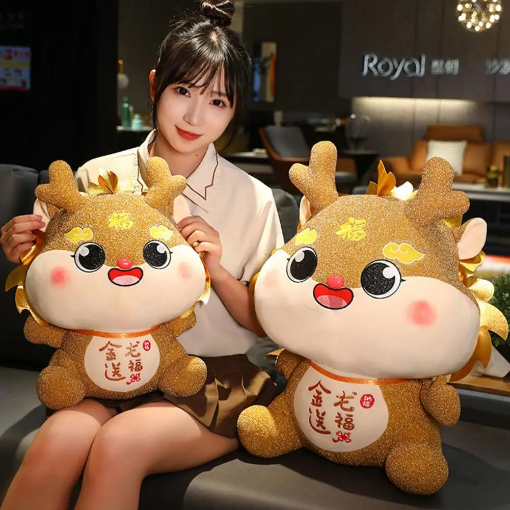 

Spring Festival Plush Toy 2024 Year of Dragon Plush Toy Cute Stuffed Golden Dragon Mascot Doll Soft Pillow for Kids Chinese
