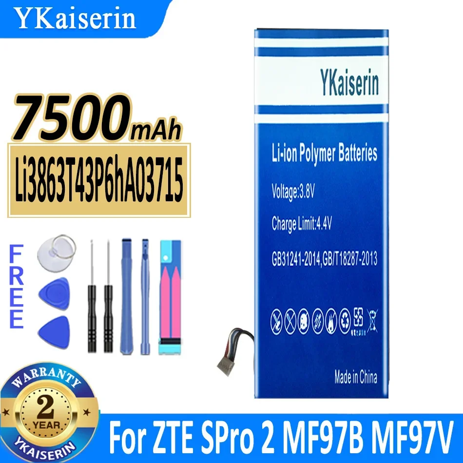 

7500mAh YKaiserin Battery Li3863T43P6hA03715 For ZTE SPro 2 II S Pro 2 II SPro2 Smart ZKB2A MF97 MF97B MF97V MF97G MF97W MF97E