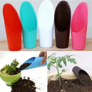 Multi functional soil shovel cup with ergonomic handle - durable PP plastic plant planting tool