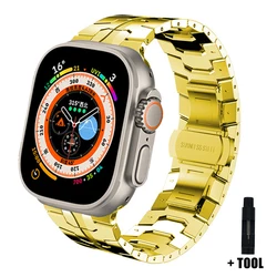 Elegant Stainless Steel Watch Band - Luxury Metal Bracelet Strap for 42-44-45-46-49mm (GOLD)