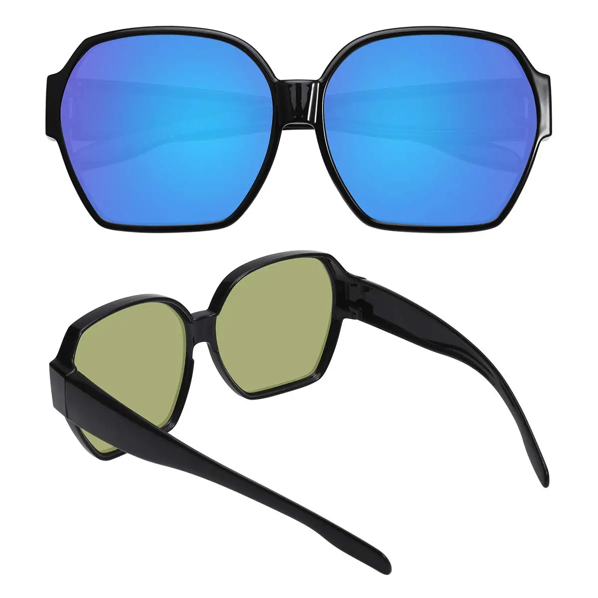 Übergroße Sonnenbrille zum Übertragen auf Brillen für Damen, trendige große quadratische polarisierte Sonnenbrille zum Fahren, Outdoor-Sport, 1 Packung – Detail 4