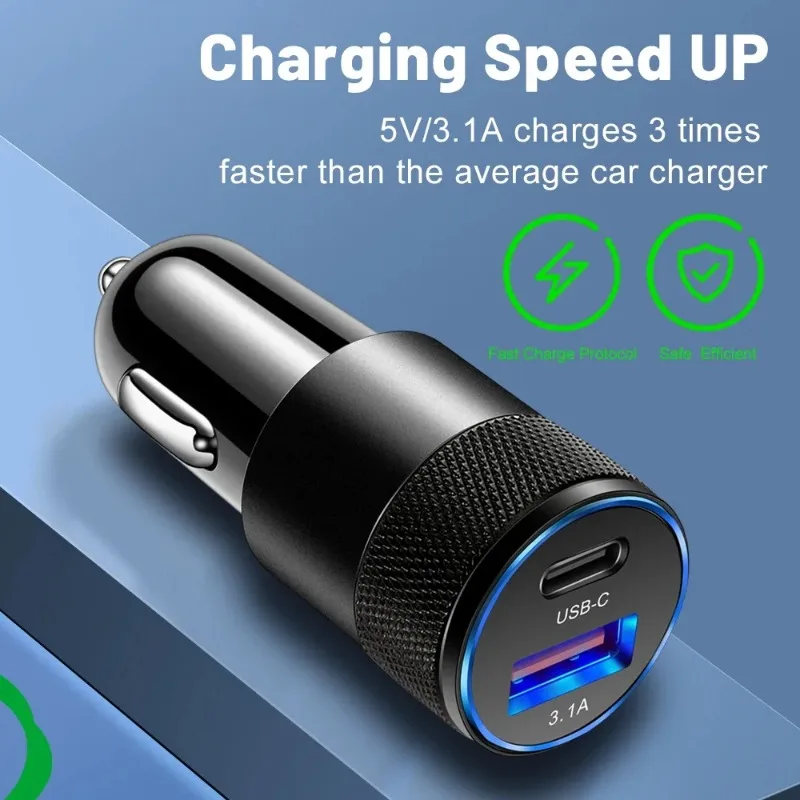 Caricabatterie USB per Auto 15W Tipo C, Adattatore di Ricarica Rapida per Telefono, Presa Accendisigari - Image 2