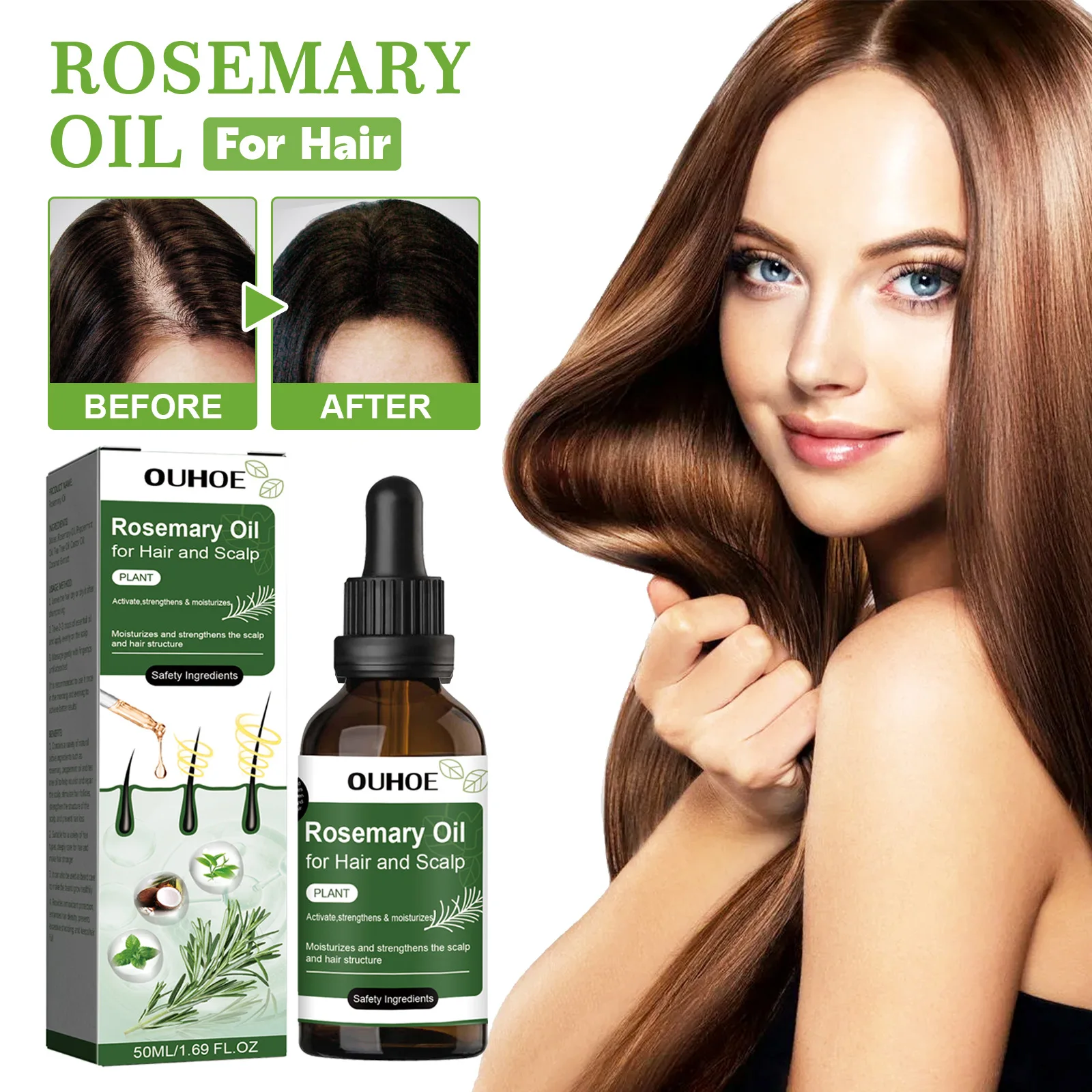 Ouhoe Cura Dei Capelli Olio Di Rosmarino Idratante Radice Dei Capelli Nutrizione Cura Del Cuoio Capelluto Olio Per Capelli Denso Antigoccia Forte E Re