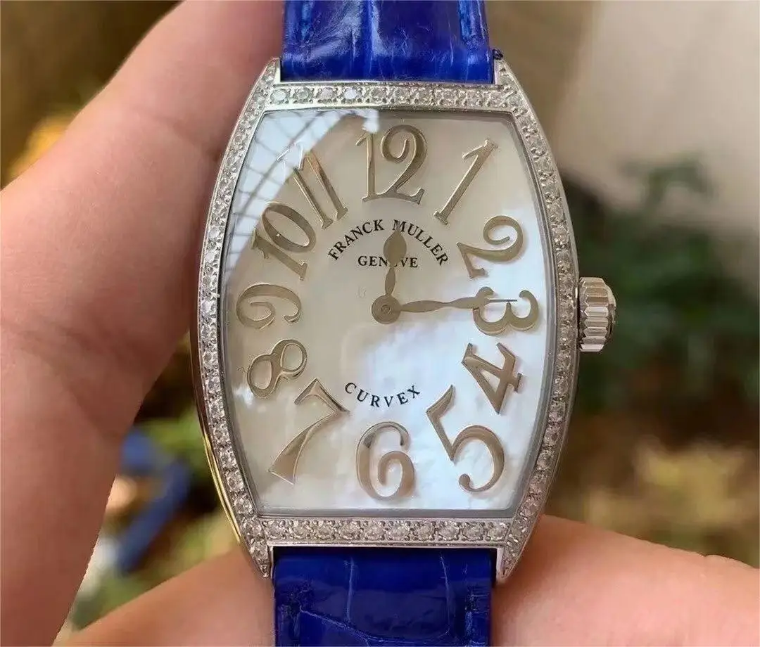 FRANCK MULLER Tonneau Luxury Women\'s Quartz Wristwatch Arch Sapphire Mirror Luxury Crocodile Leather Watch Strap Watch Female