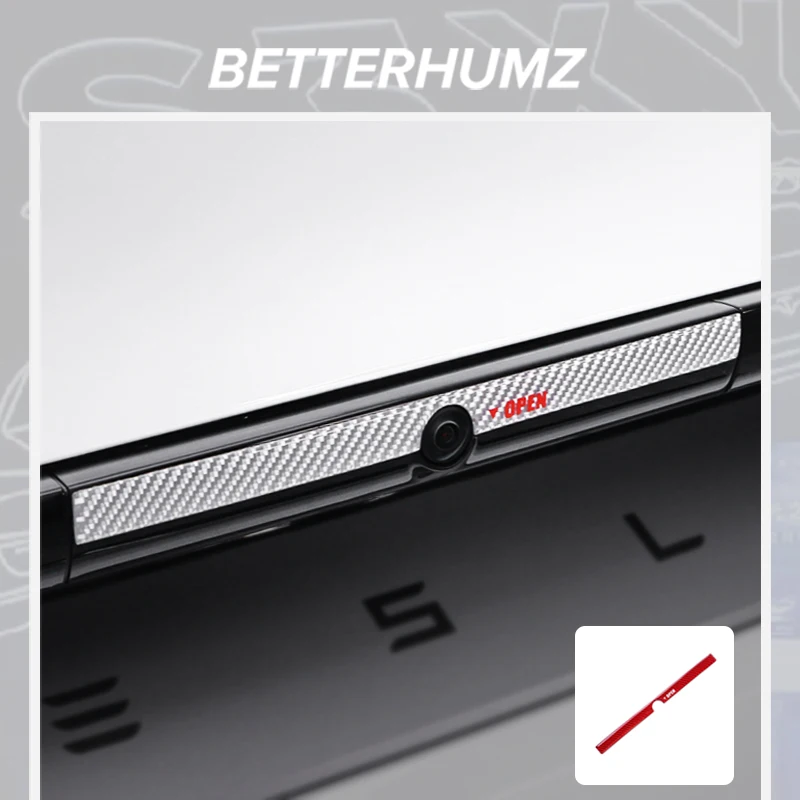 Tesla Model Y Juniper 2025-탄소 섬유 자동차 트렁크 버튼 오픈 팁 스티커 프레임 트림 자동차 인테리어 튜닝 액세서리