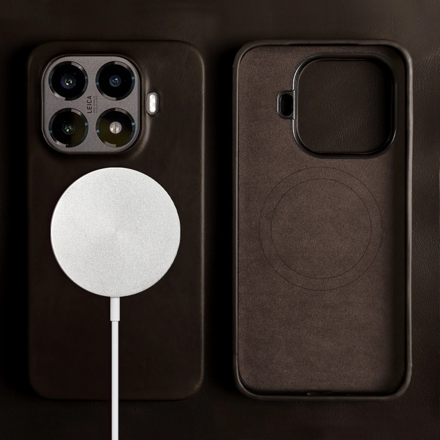Luxury Magnetic Genuine Leather Business Oil Wax Phone Back Cover