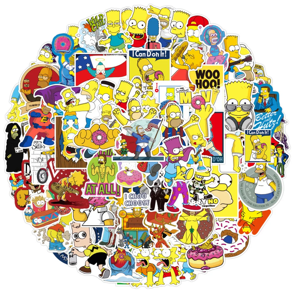 

10/30/50/100pcs Cute Funny Cartoon Anime Simpson Stickers Laptop Motorcycle Car Phone Luggage Decoration Sticker Decals Kid Toy