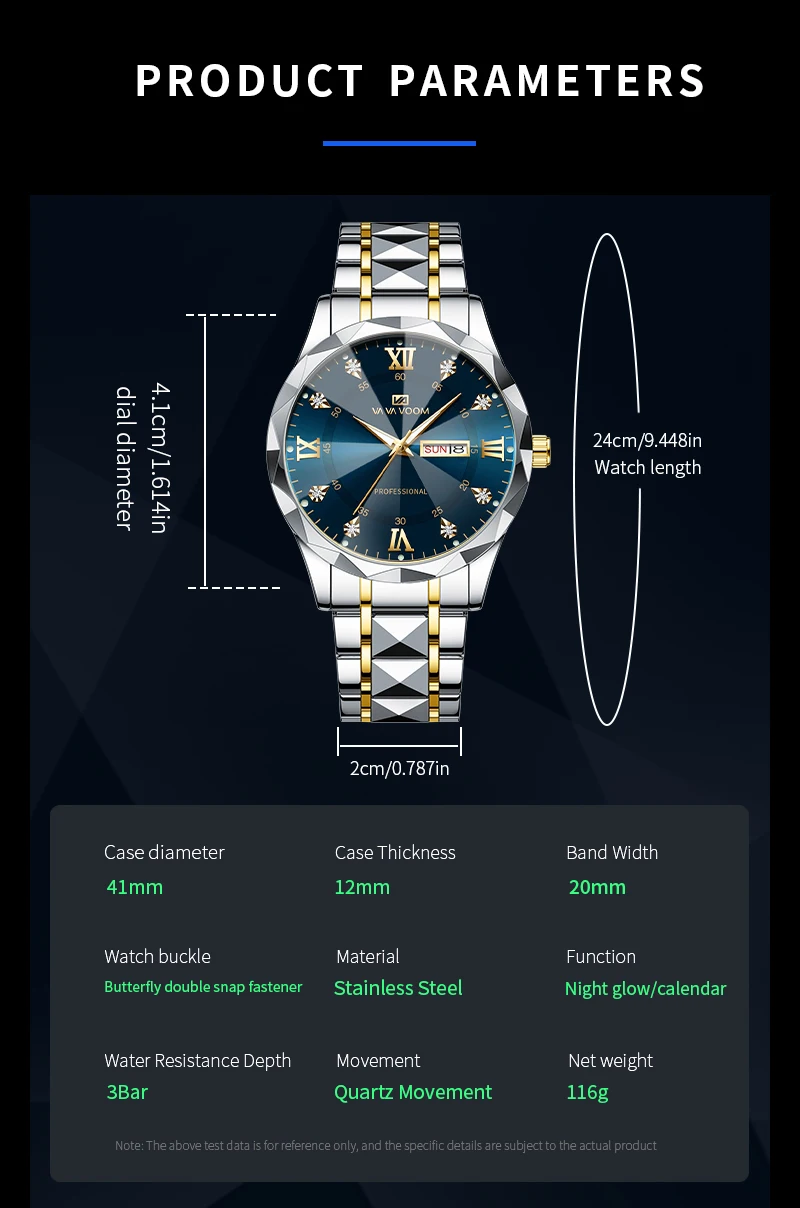 Angled view of the blue gold watch dial