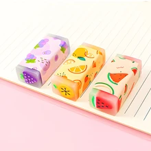 

2Pcs Creative Fruit Erasers Kawaii Cartoon Rubber Cuboid Shaped Goma De Borrar for Kids Stationery Supplies Office School Gifts
