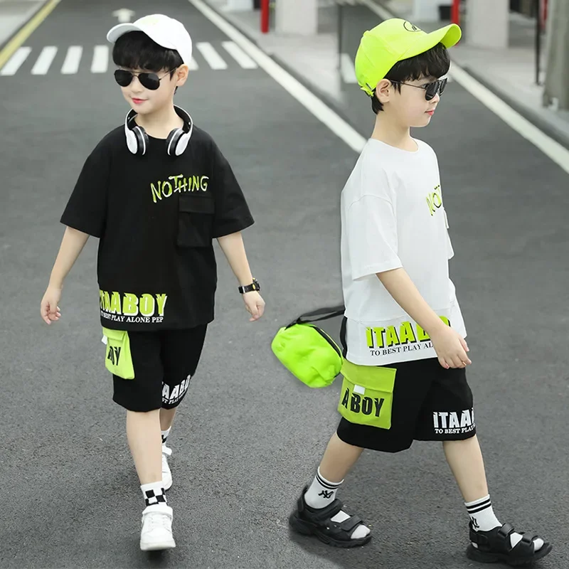 Boys Clothing Sets Summer Boys Clothes Casual Outfit T-shirt + Pants Kids Tracksuit Teen Children Clothing Suit 6 8 9 10 12 Year - 2