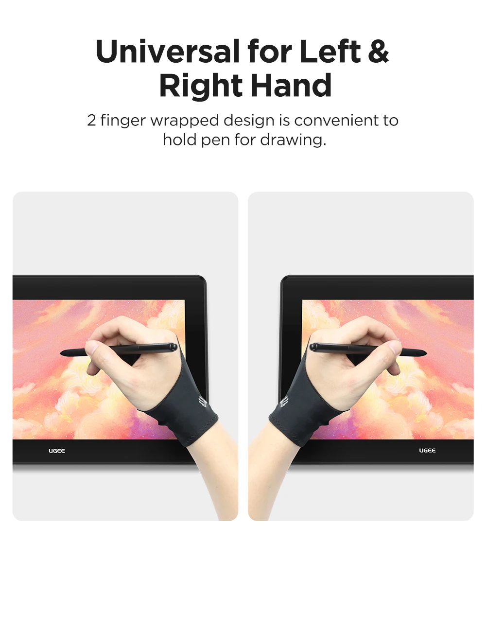 UGEE 드로잉 장갑 그래픽 드로잉 태블릿용 프리 사이즈 디지털 펜 태블릿 1개