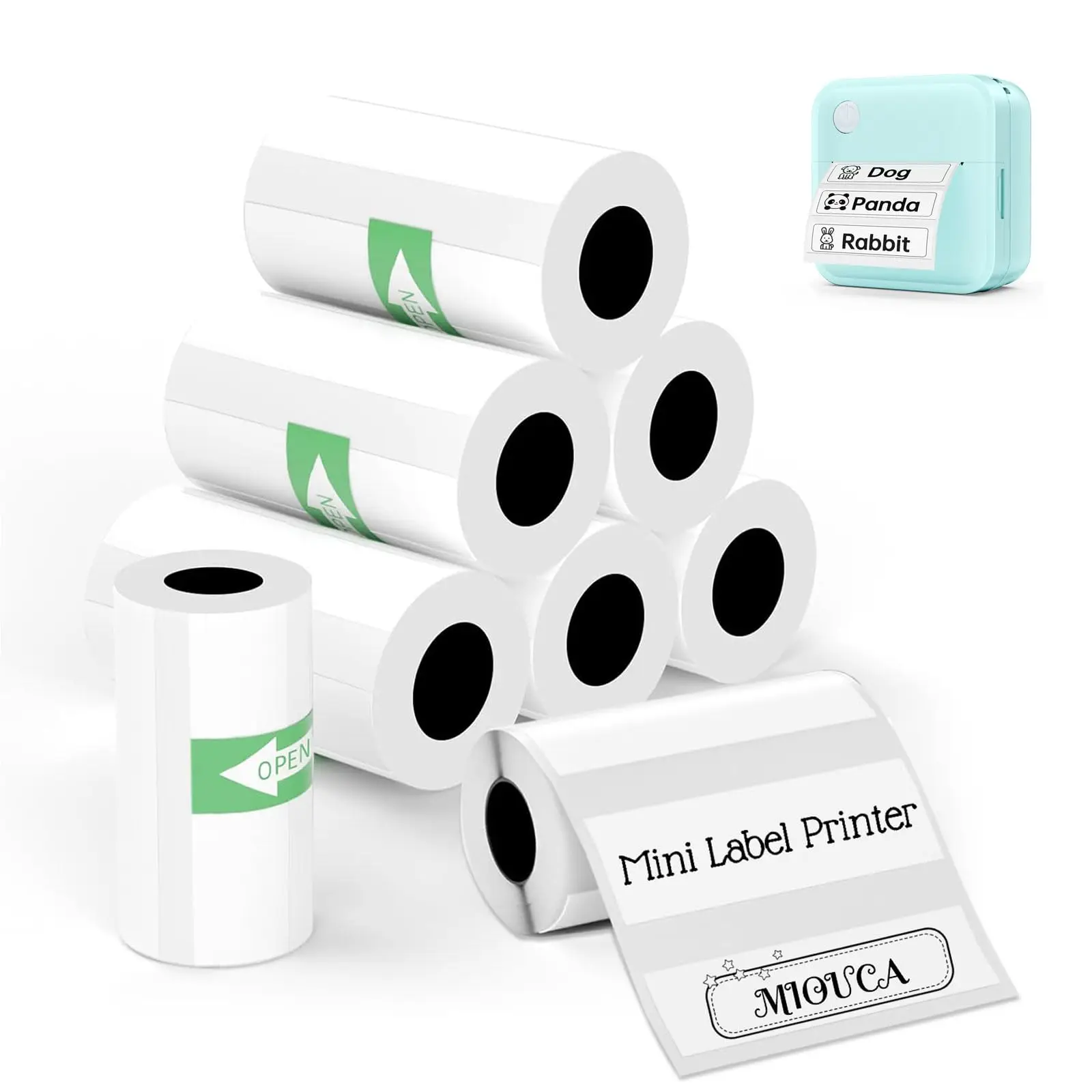 Mini Sticker Printer Label - 5 Rolls 50x15mm Thermal Paper for Miouca Thermal Label Printer, White Adhesive Sticker for Home