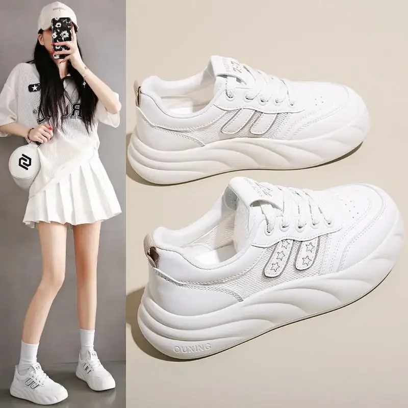 

Женская летняя теннисная дышащая Белая обувь, новинка 2024, популярная спортивная универсальная Студенческая платформа
