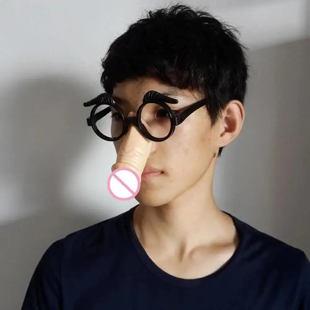 Novelty Long Nose Party Glasses Funny Halloween Decoration Props Mask Bachelorette Party Decoration Supplies Penis Glasses