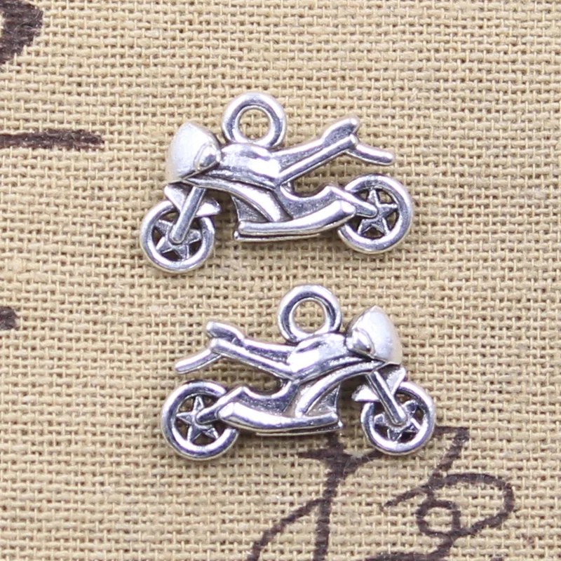 10pcs 매력 모터 오토바이 13x20mm 골동품 실버 컬러 펜던트 만들기 DIY 수제 티베트어 찾기 보석