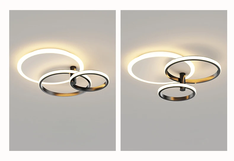 mid century modern chandelier Modern Round Ring Led Chandelier For Living Room Bedroom Dining Room Kitchen Ceiling Lamp Art Style Design Remote Control Light candle chandelier