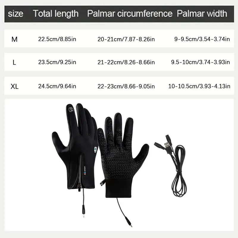Heated Work Gloves USB Rechargeable Touchscreen Gloves Non-Slip Winter Gloves With Zipper Design Ice Fishing Gear For Men Women 6