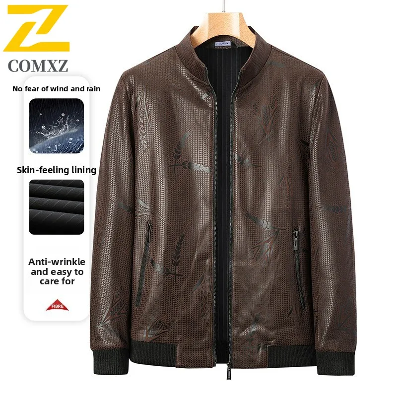 Spring  Autumn Men's Baseball Jacket Lightweight Waterproof Windproof Coat Multiple pockets Versatile Solid Color Outerwear 2025