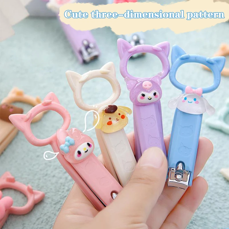

Креативные кусачки для ногтей Sanrio, Мультяшные кусачки для ногтей Kuromi Cinnamoroll, взрослые кусачки для ногтей в одной упаковке, портативные складные кусачки для ногтей для студентов