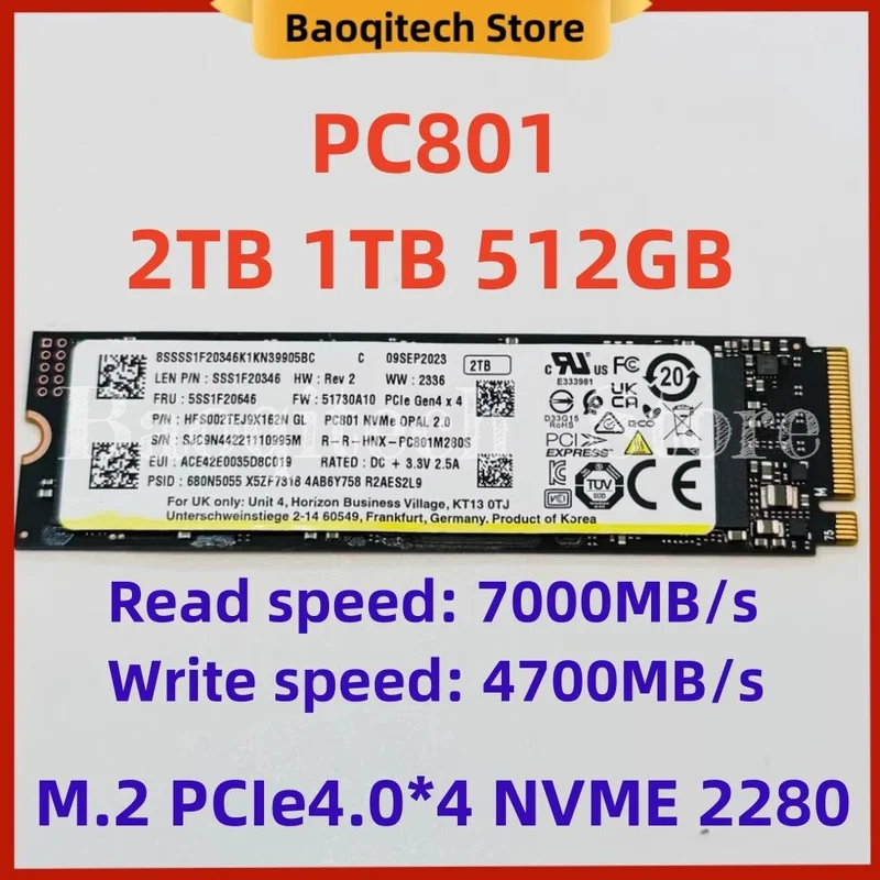 PC801 2T 1T 512G 256G 2280 NVME Alien Gungod SSD PCIE4.0 M.2