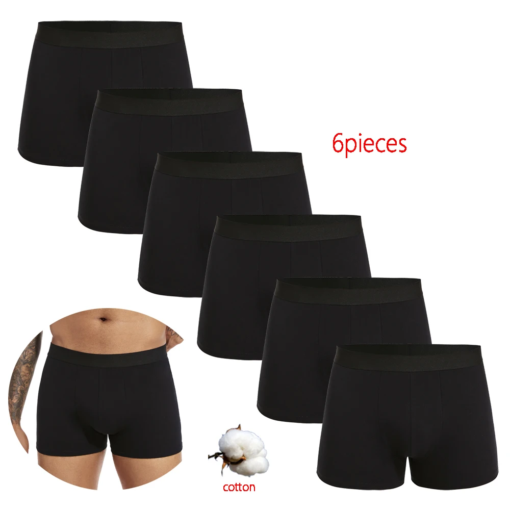 6pcs pack Black Boxer Shorts Men Underwear Soft Breathable Male Underpants for Men Homme Boxershorts Slips 2025 Panties