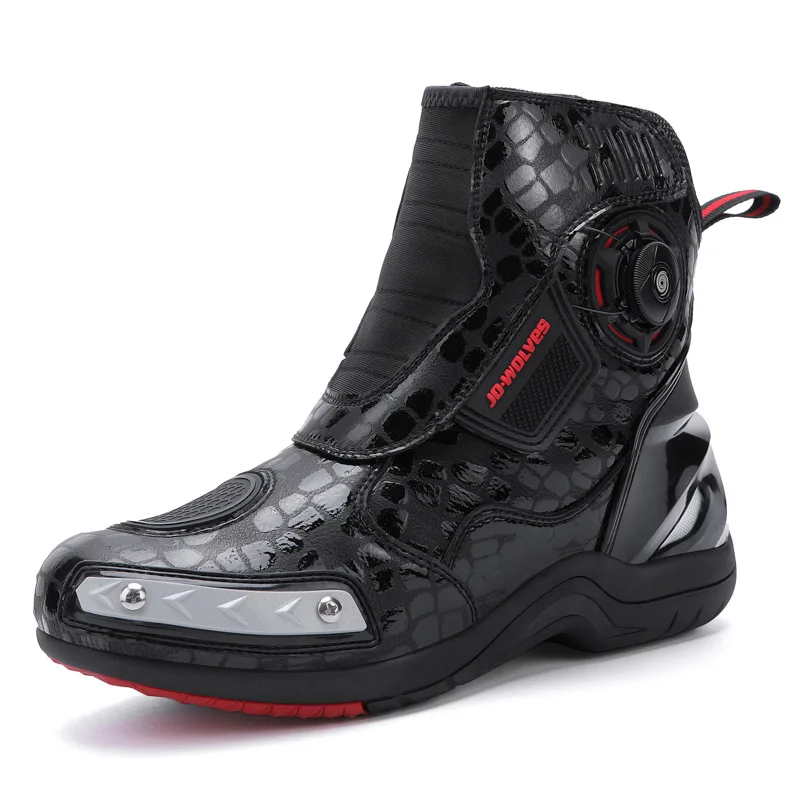 Motorcycle Shoes Motorcycle Boots New Motorcycle Boots Man Waterproof Studded Boots Hook And Loop Fasteners Wear-Resistant Anti-Slip Anti-Fall