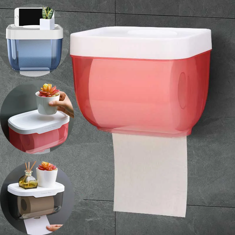 3 Colors Wall Mount Toilet Paper Holder Waterproof Mobile Phone Storage Shelf Toilet Paper Storage Rack Tissue Bathroom Box 3 Colors Wall Mount Toilet Paper Holder Waterproof Mobile Phone Storage Shelf Toilet Paper Storage Rack Tissue Bathroom Box