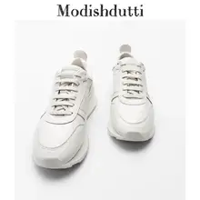  Modishdutti 2022 Spring Autumn Women Fashion Platform Thick All-Match Leather Sneakers Female Simple Casual Running Shoes 