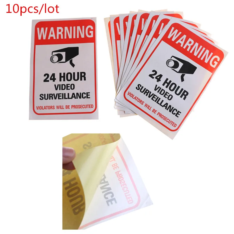 

10pcs/lot Waterproof Sunscreen PVC Home CCTV Video Surveillance Security Camera Alarm Sticker Warning Decal Signs Sticker