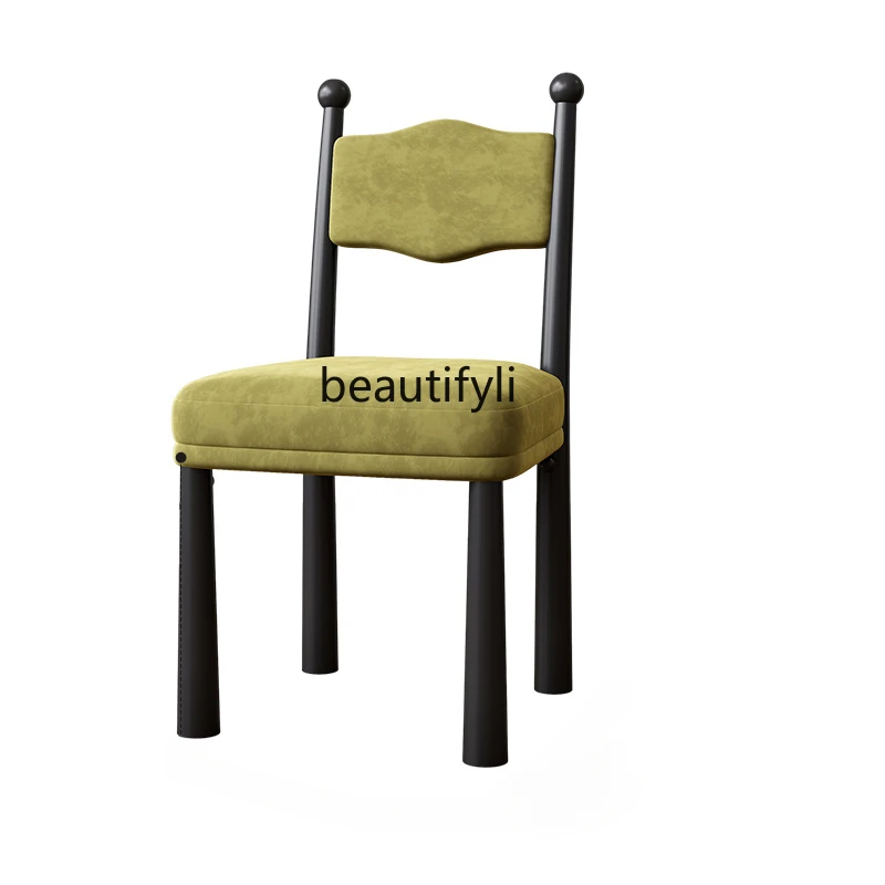 

Solid Wood Dining Chair Retro Style Designer Ash Simple Restaurant Cotton Flannel Backrest Soft Pillow Home Chair furniture