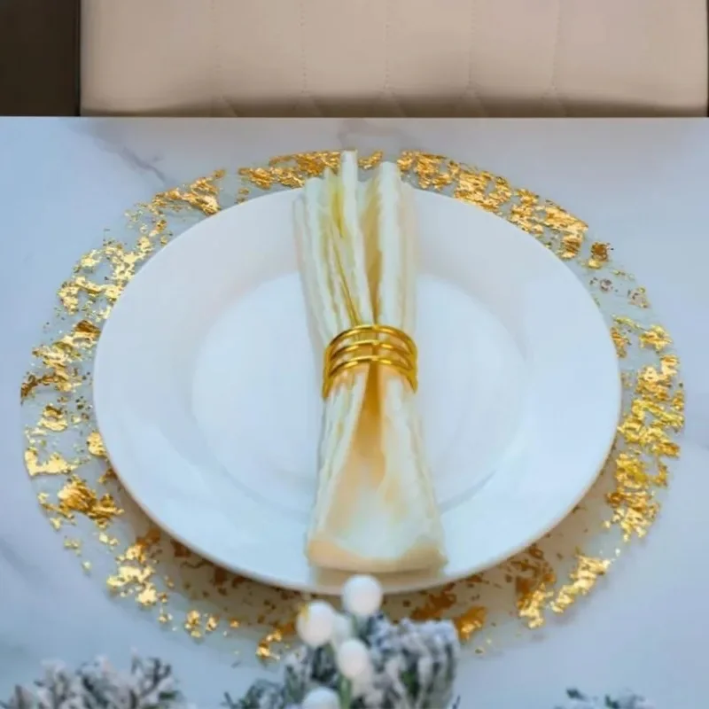 

20pcs Gold Round Foil Table Mat Table Place Mats Tea Dining Tableware Mats Pads Wedding Birthday Home Party Table Decoration