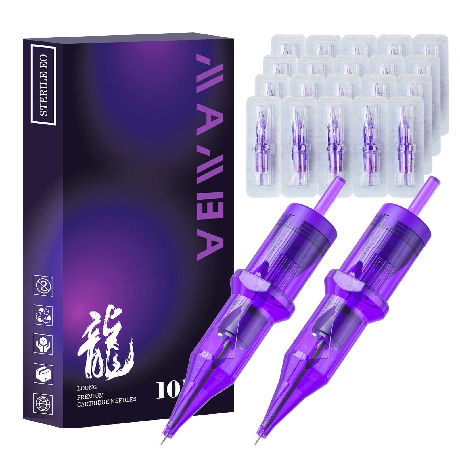 

MAMBA Disposable Box of 10 Pieces Sterile Tattoo Cartridge Needle Tattoo Spin Pen Round Shader Supplies for Tattoo Artists