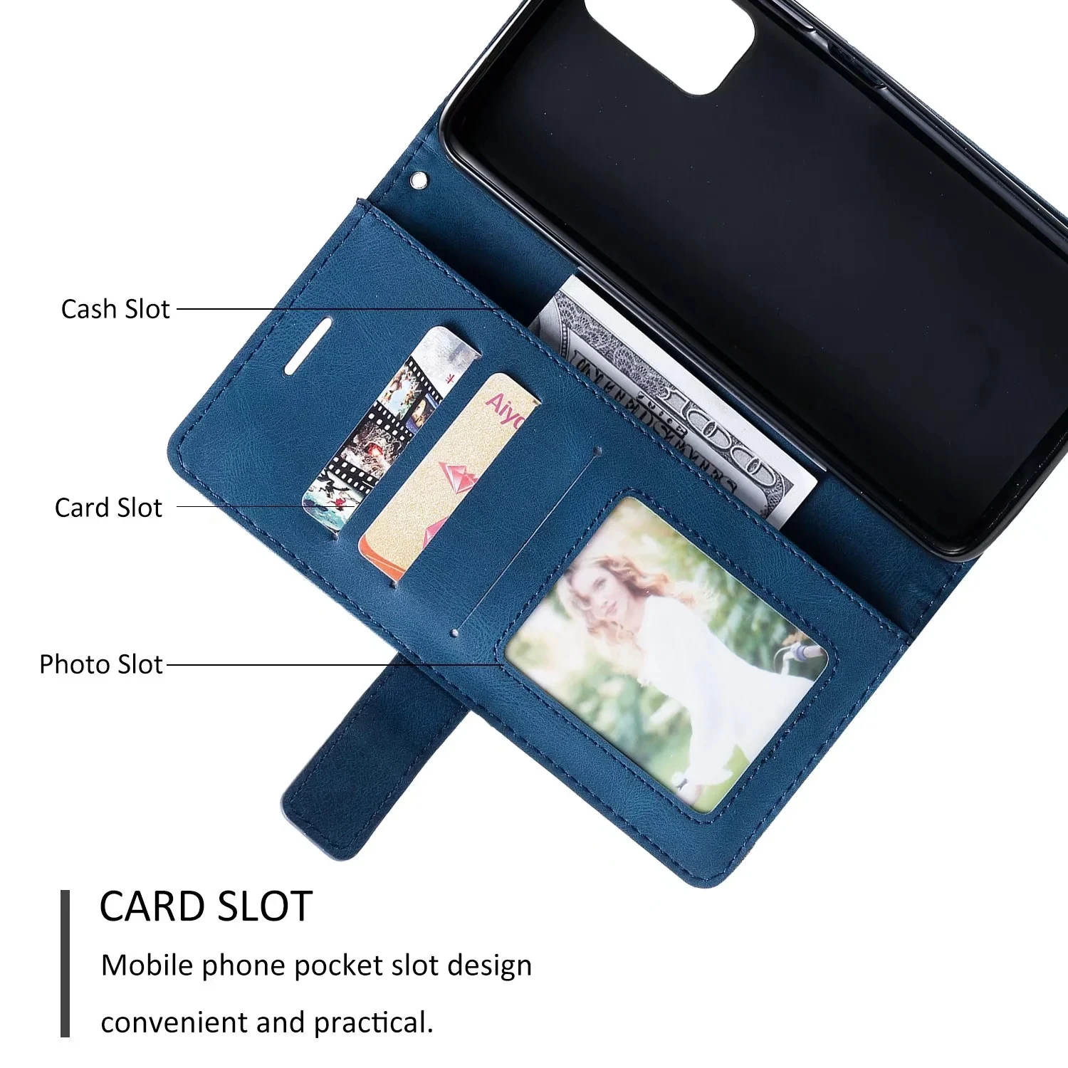 Leather Flip Case with Wallet Card Slot & Magnetic Closure