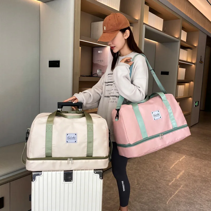 Large Capacity Wet Dry Separation Waterproof Gym Carryall Luggage Duffel Travel Bag Handbag With Independent Shoe Warehouse