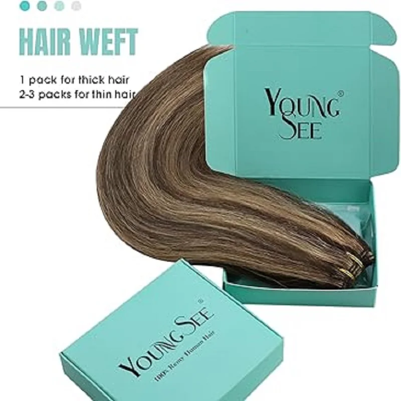 YoungSee Weft Hair Extensions Invisible Weft Remy Hair Bundles Pure and Highlight Color Women human hair extensions