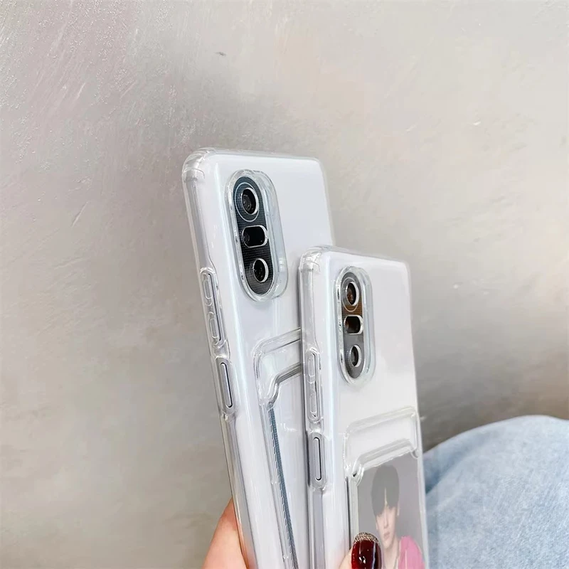 Transparent Card Slot Wallet Case - Shockproof Soft Clear Cover