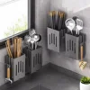 1pc Kitchen Chopsticks Holder Multifunctional Hanging Utensil Drying Rack Hooks No Drilling Wall Mounted Spoon Fork Holders 1