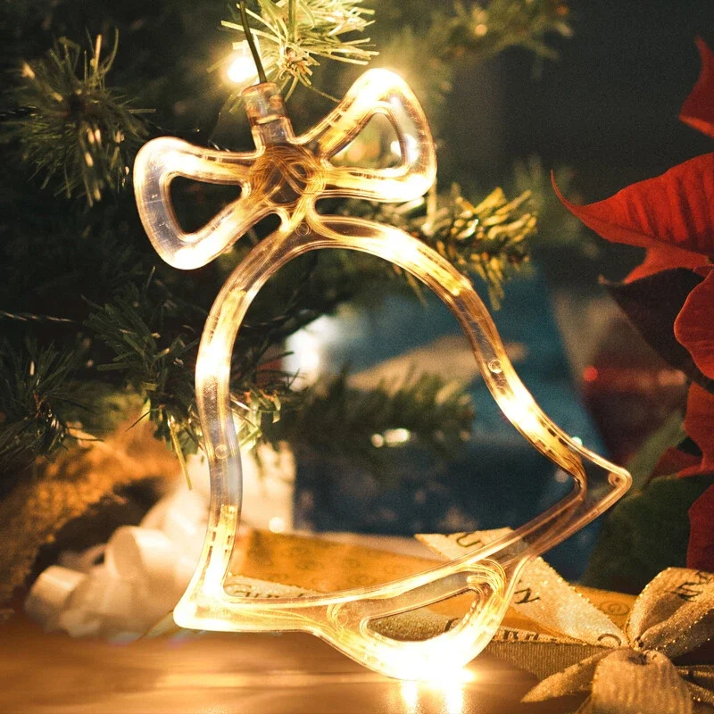 Christmas LED Light Snowflake Santa Hanging Battery Operated Window Ornaments for Home Xmas Navidad New Year Decor