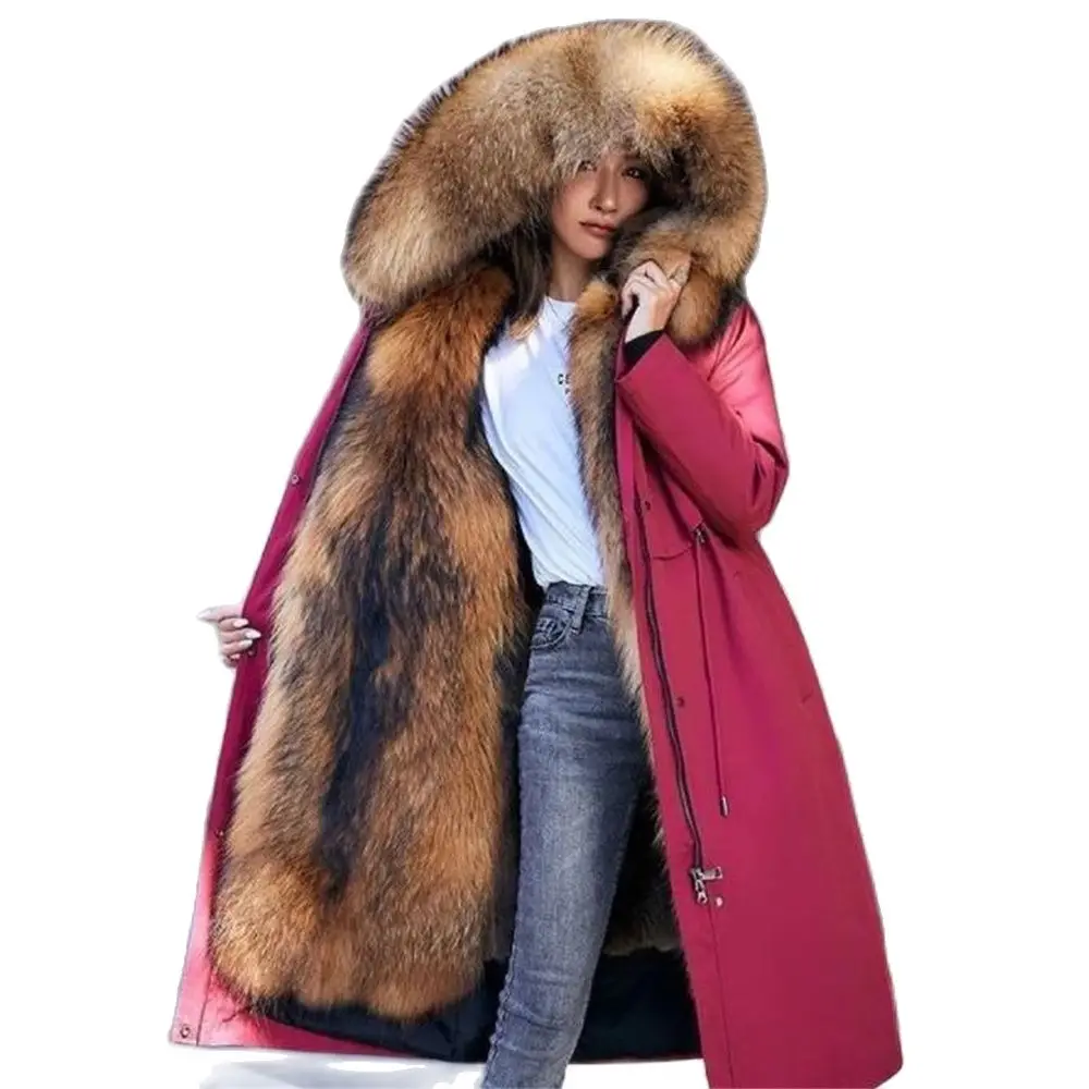 

Down Long Waterproof Jackets for Women Faux Fox Fur Coat for Female Warm Puffer Jacket for Lady Winter Clothing 2024