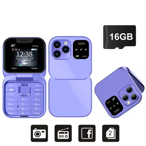 SERVO i16 Pro 4G LTE Mini Flip Mobile Phone Dual SIM Standby Call Recording Speed Dial FM Radio Blacklist Small Fold Cellphones - Image 8