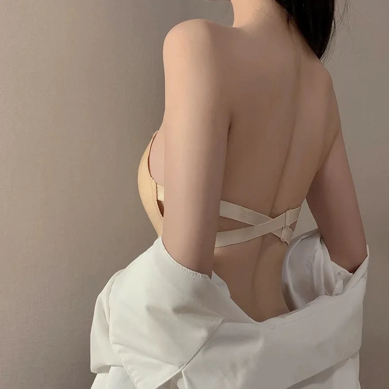 Women Sexy Bras Backless Invisible Strapless Push Up for Female Lingerie Seamless Brassiere No Sewing Bra Black Strapless Bras