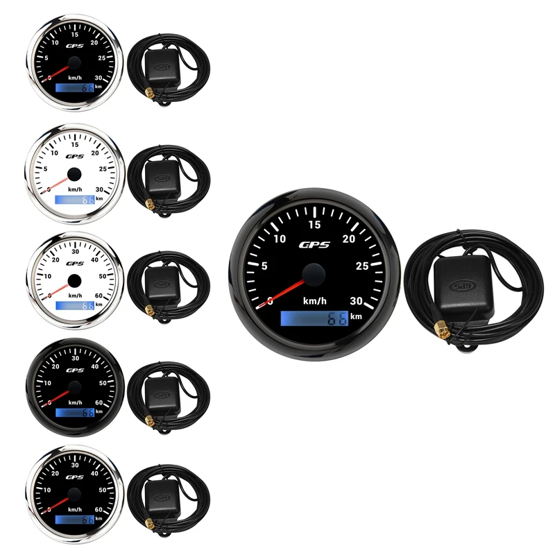 

85MM GPS Marine Speedometer Tachometer With 7-Color Backlight Odometer For Boats Yachts Marine