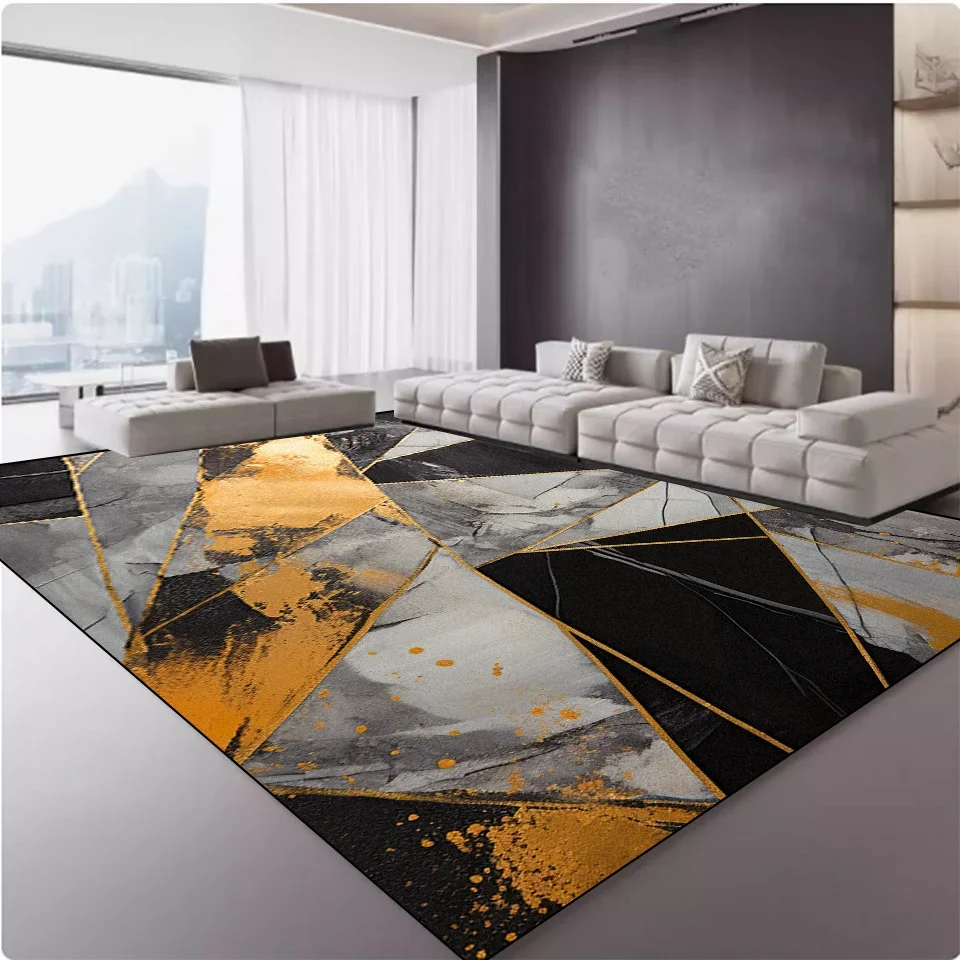 Black Abstract Geometry Carpets Living Room Decoration Golden Carpet Modern Home Anti-slip Floor Mat Room Decor Cloakroom Rug 3