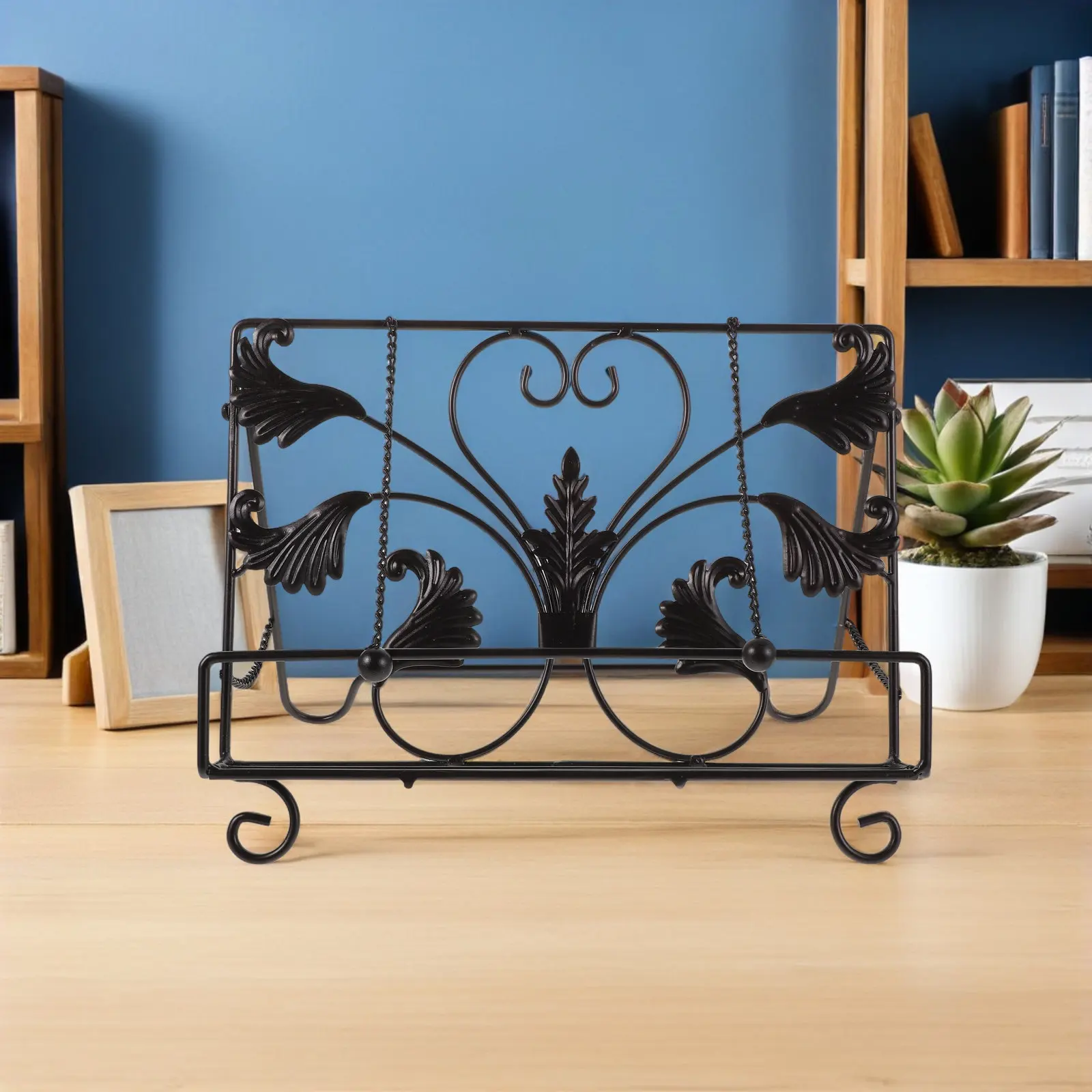 메탈 키친 요리책 디스플레이 스탠드 북 홀더 요리책 거치대 무게추 체인 빈티지 요리책 정리대