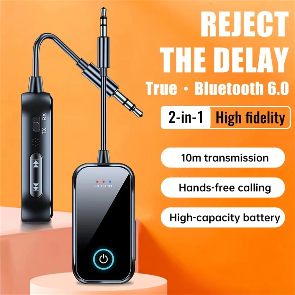 Wireless Bluetooth 6.0 AUX Audio Adapter with HiFi Stereo and Microphone