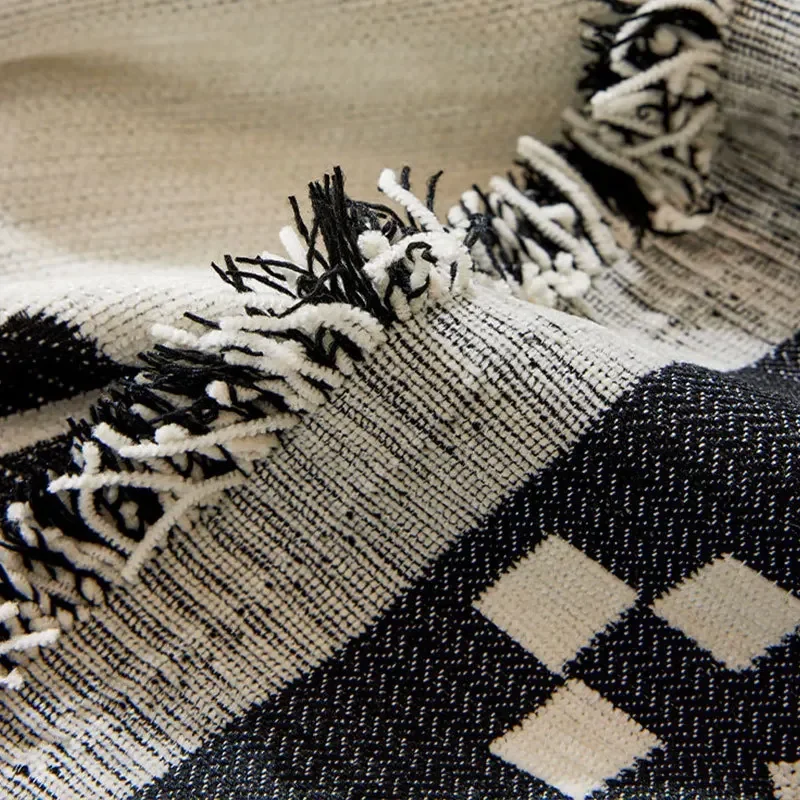Boho Style Chenille Sofa Towel with Tassels, Double-side, for Living Room Camping Picnic Large Blanket Leisure Relax Beach Towel 6