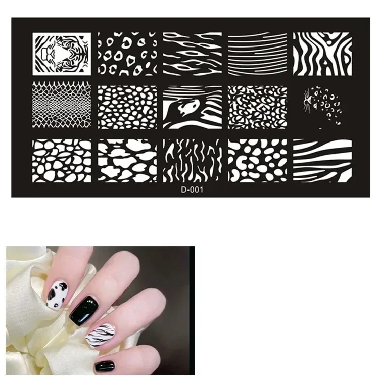 1PC Nail Stamping Plates Set DIY Decorations Nail Polish Glue Transparent Seal Printed Steel Plate Checkerboard Template Mold 4